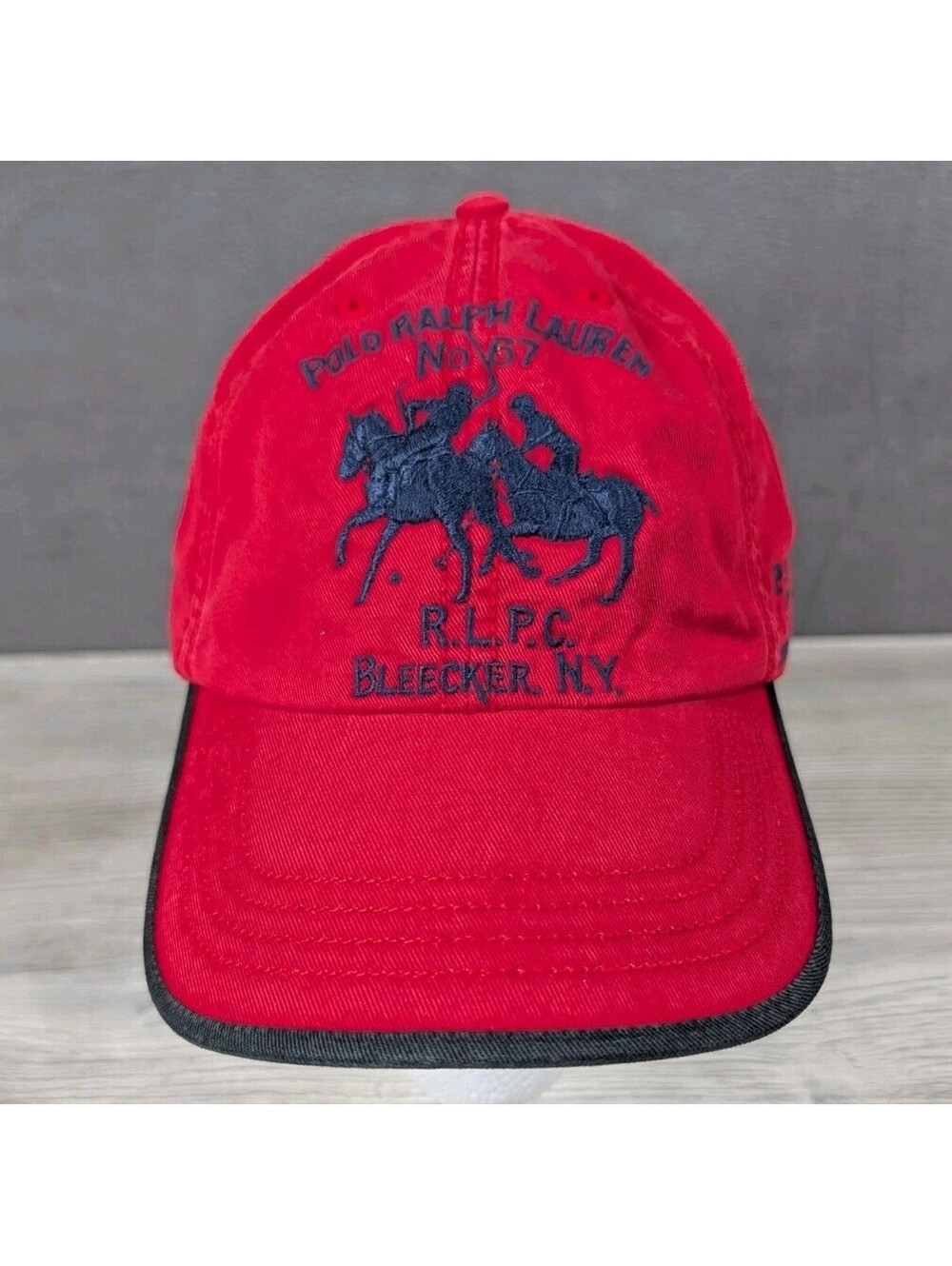 Vintage Polo Ralph Lauren Mens Red Mercer Classic Hunter Jumper Team Hat Strap